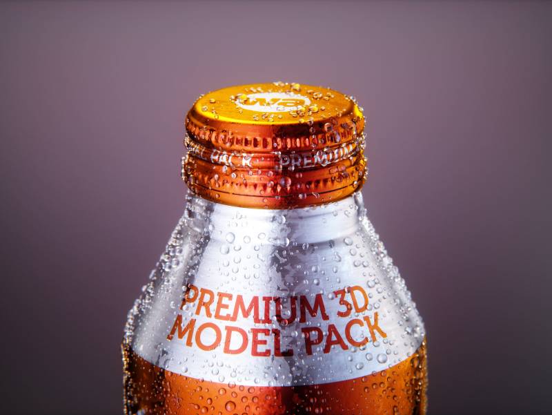 Premium Packaging 3D model of Alumi-tek Aluminum Bottle 473ml (16oz) with water droplets and a frost