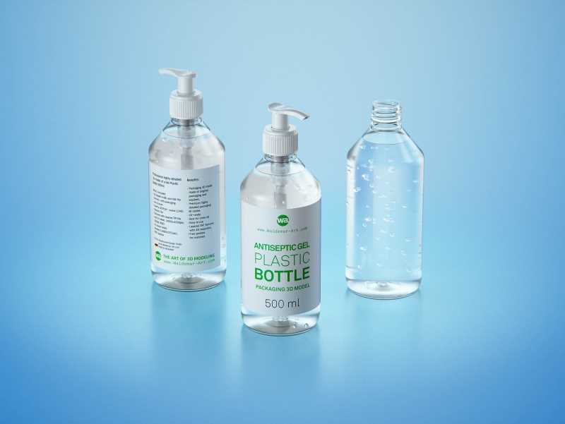 Anticeptic Gel Plastic Bottle 500ml (sharp egdes) packaging 3D model
