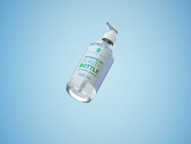 Anticeptic Gel Plastic Bottle 500ml (sharp egdes) packaging 3D model