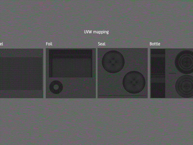 3D model of the Merlot Wine Standard Bottle 750ml with cork and glass of wine