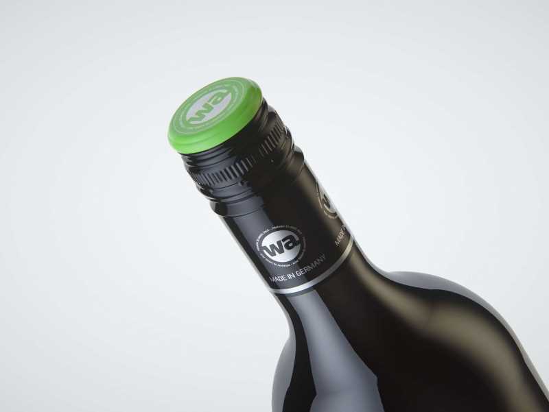 3D model of the Merlot Wine Standard Bottle 750ml with screw cap and glass of wine