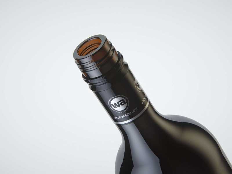 3D model of the Merlot Wine Standard Bottle 750ml with screw cap and glass of wine