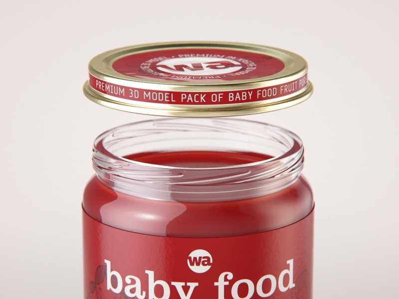 Baby Food Glass Jar 3D model 160g