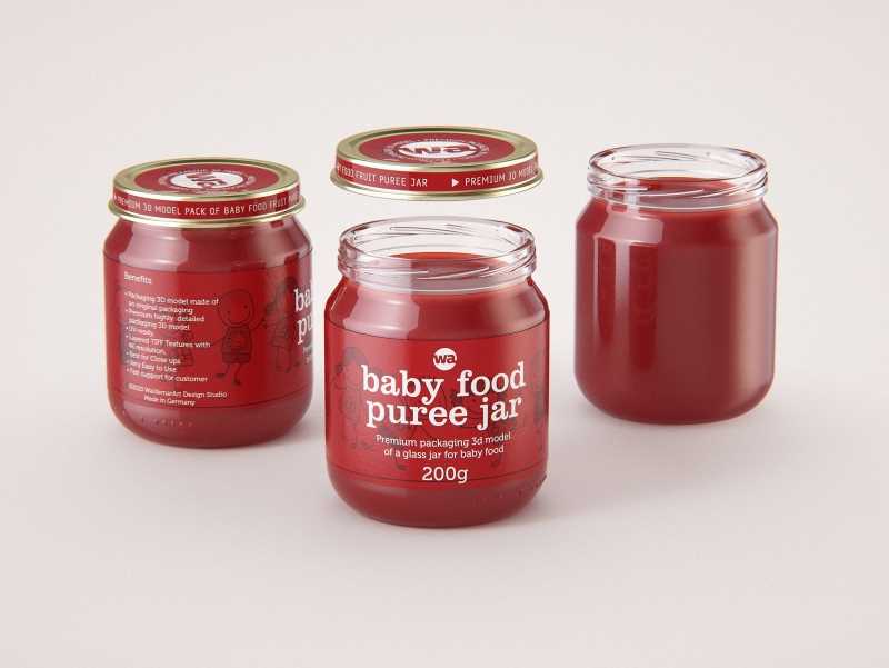 Packaging 3D model of Baby Food Glass Jar 200g