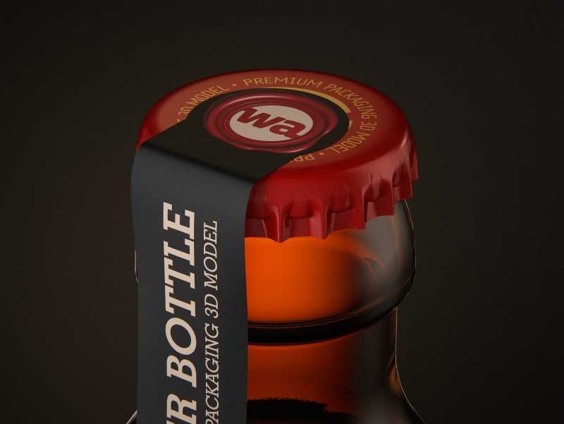 STEINIE Beer Glass Bottle 330ml with crown cork and labels packaging 3d model pak