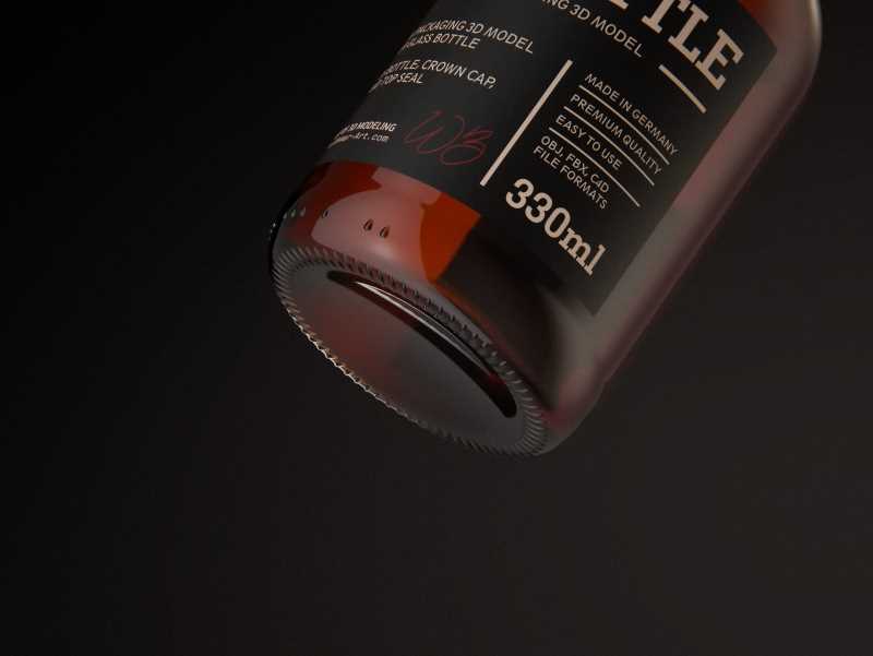 STEINIE Beer Glass Bottle 330ml with crown cork and labels packaging 3d model pak