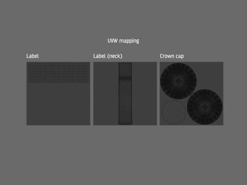 STEINIE Beer Glass Bottle 330ml with crown cork and labels packaging 3d model pak