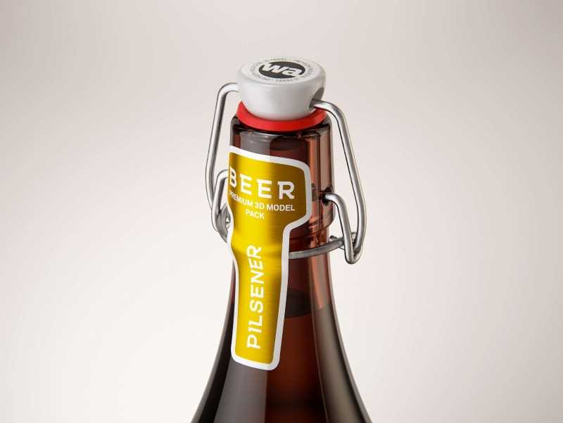 Beer glass bottle 500ml 3d model with Swing Top closure
