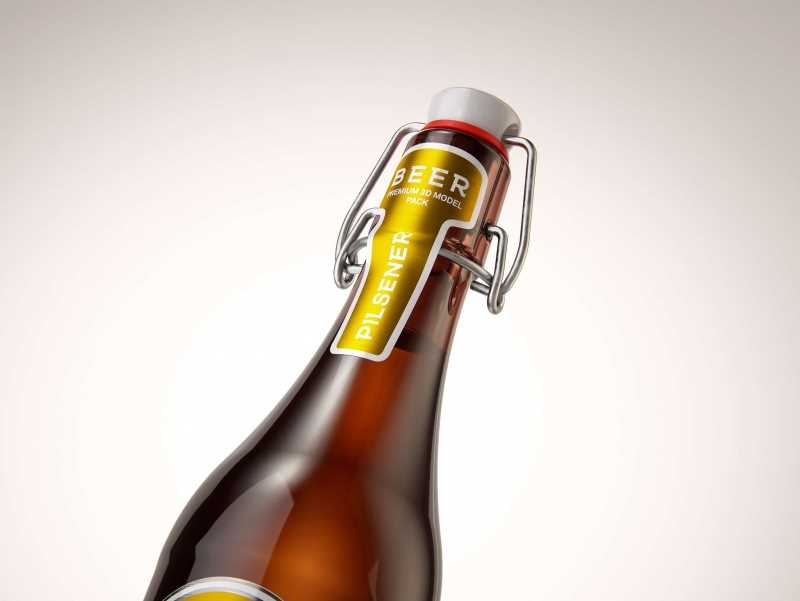 Beer glass bottle 500ml 3d model with Swing Top closure