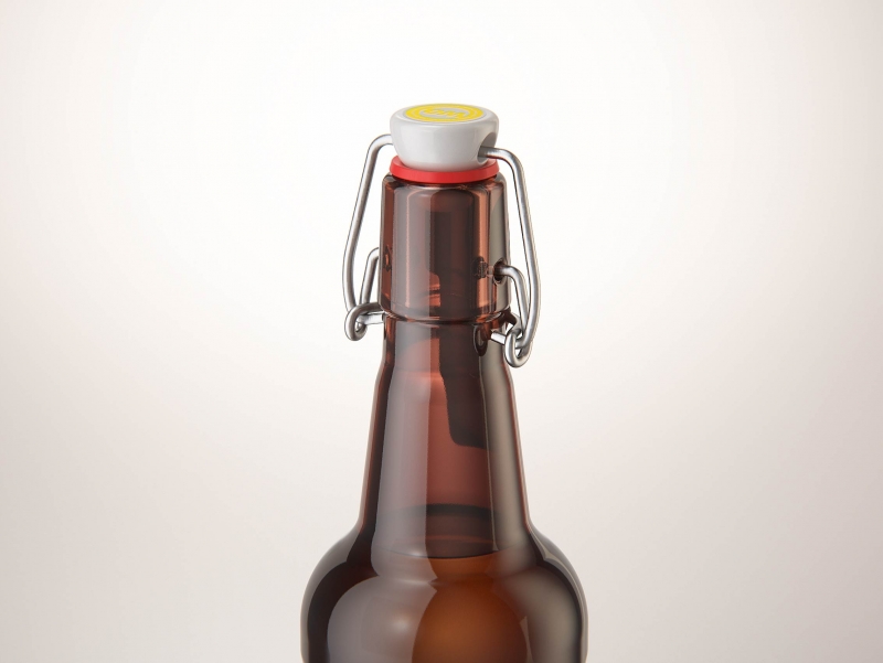 Beer glass bottle 500ml with Swing Top closure packaging 3D model