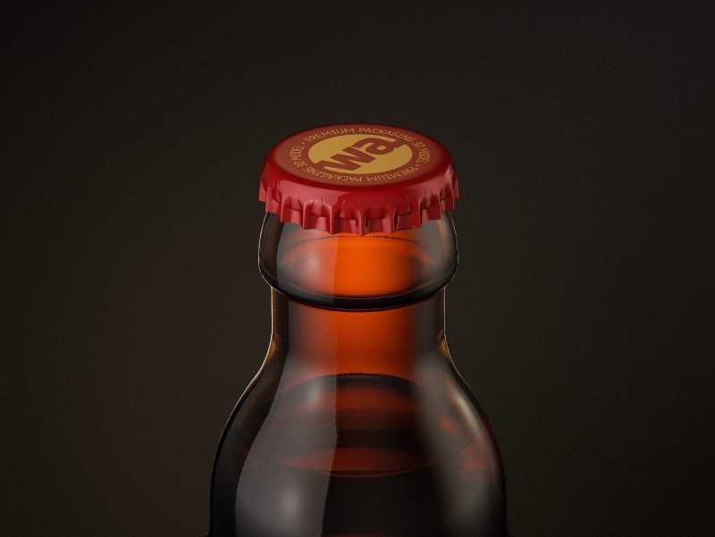 STEINIE Beer Glass Bottle 500ml 3d model with crown cork and labels