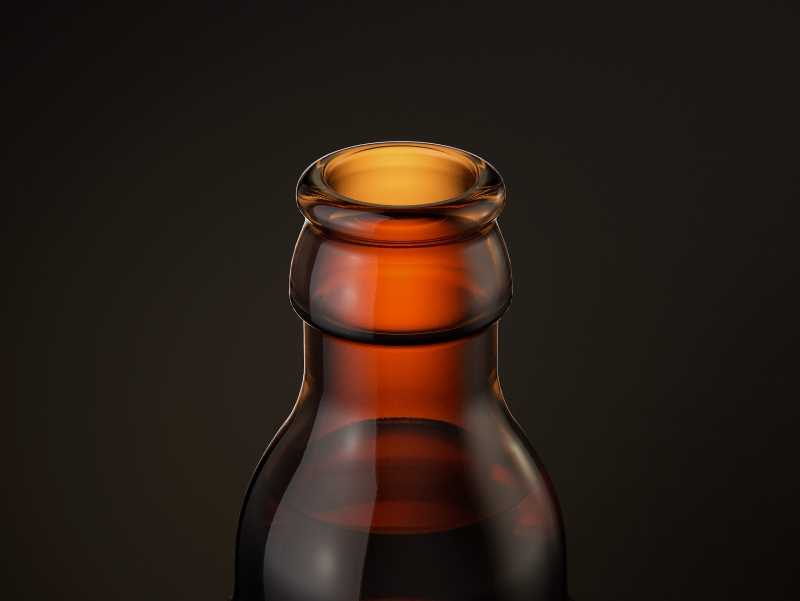 STEINIE Beer Glass Bottle 500ml 3d model with crown cork and labels