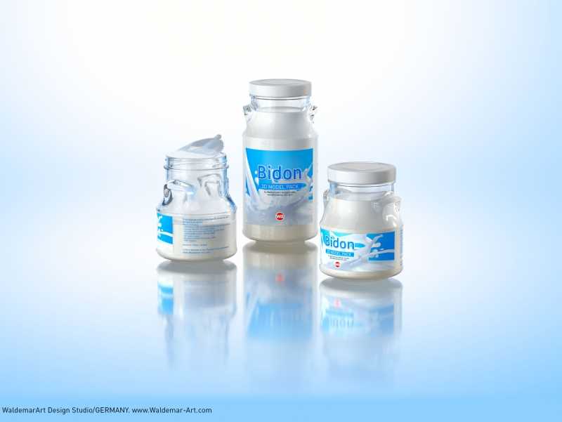 BIDON -  packaging 3D model of jars for dairy products