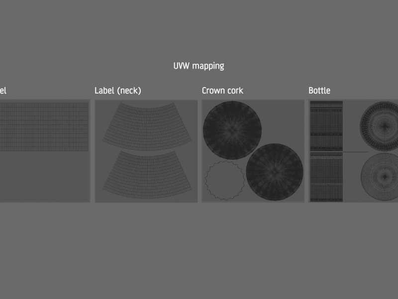 Standard Beer Bottle 3D model NRW 500ml with Crown cork and labels