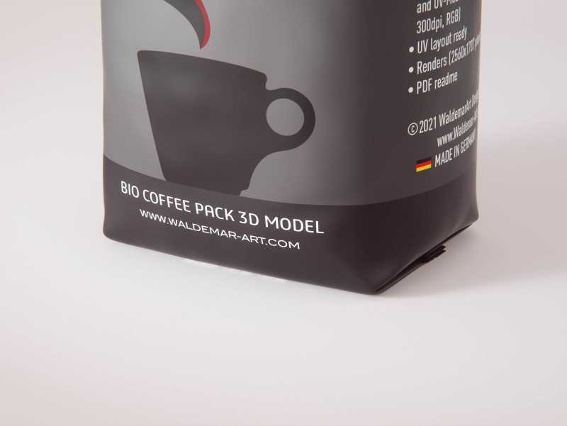 BIO Coffee Plastic Bag (1000gr) 1Kg packaging 3D model