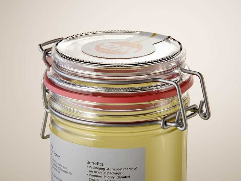 BIO Honey Glass Jar 450g packaging 3D model