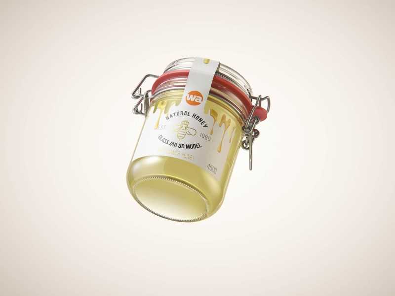 BIO Honey Glass Jar 450g packaging 3D model