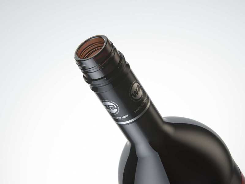 3D model of the Bordeaux Wine Standard Bottle 1000ml with Screw Cap and glass of wine