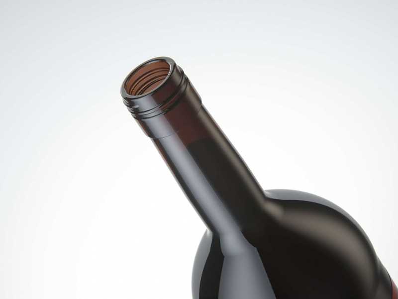 3D model of the Bordeaux Wine Standard Bottle 1000ml with Screw Cap and glass of wine