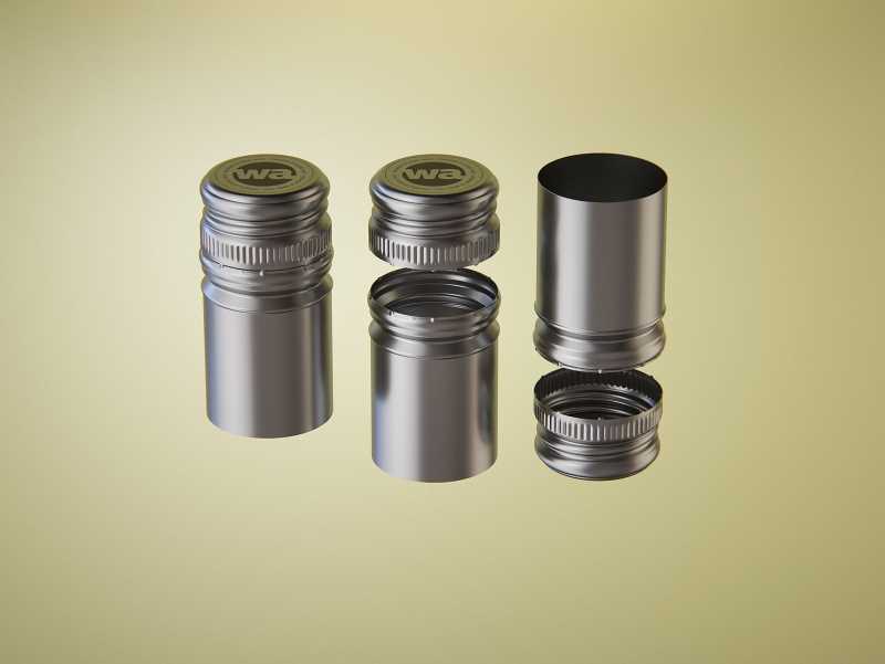 Wine bottle 3D model of Burgundy 750ml for Chardonnay with screw cap and a glass of wine