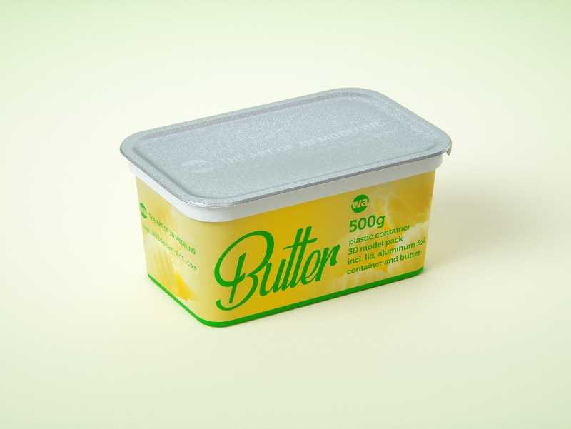 Butter Plastic Container Packagin 3D model pack 500g