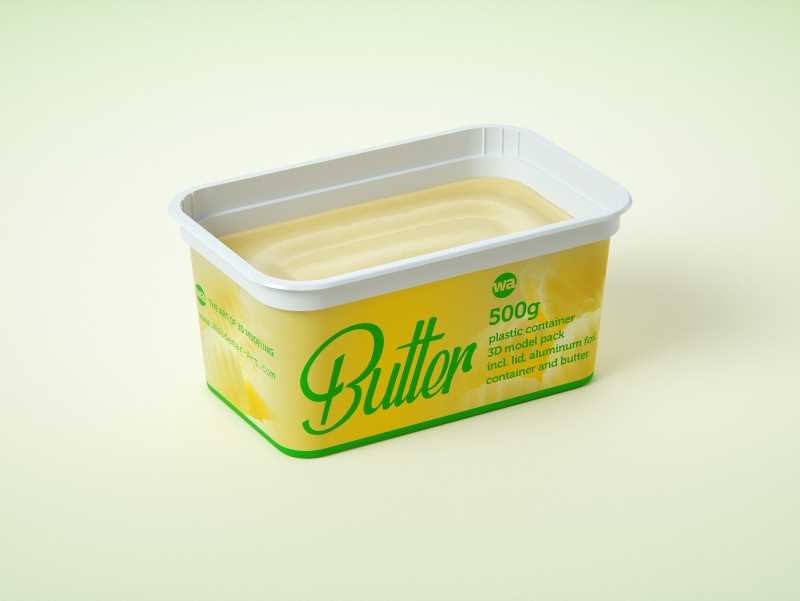 Butter Plastic Container Packagin 3D model pack 500g