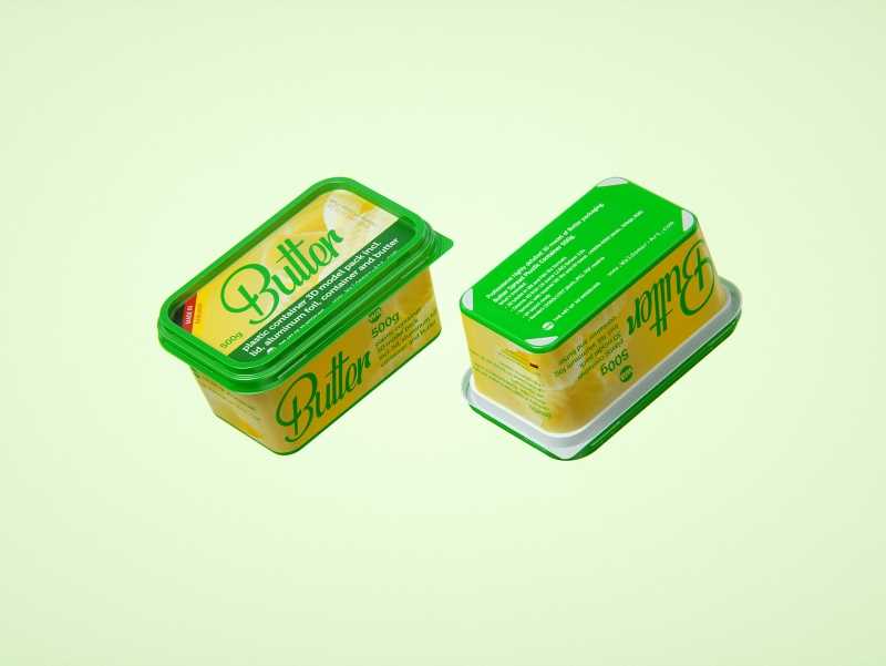 Butter Plastic Container Packagin 3D model pack 500g
