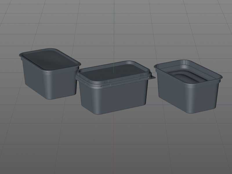 Butter Plastic Container Packagin 3D model pack 500g