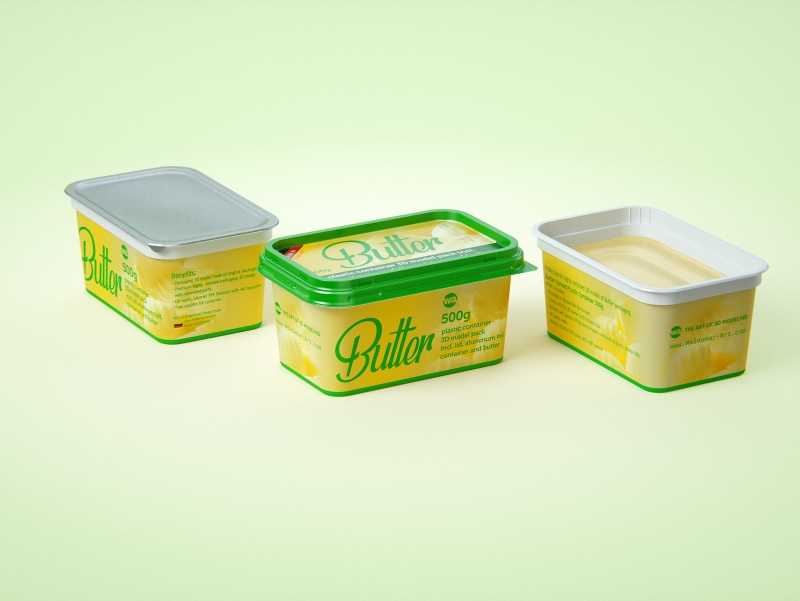 Butter Plastic Container Packagin 3D model pack 500g