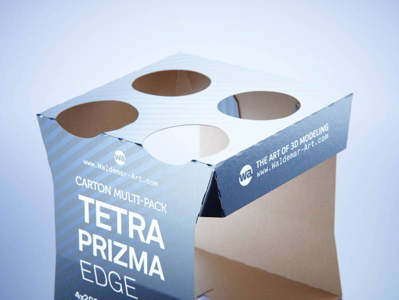 Carton multi-pack packaging for 4x200ml Tetra Prizma Edge premium 3D model 