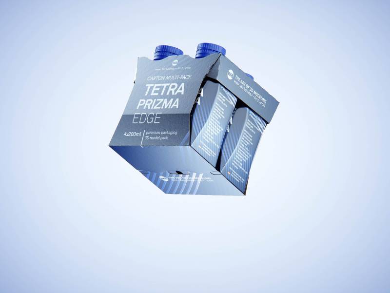 Carton multi-pack packaging for 4x200ml Tetra Prizma Edge premium 3D model 