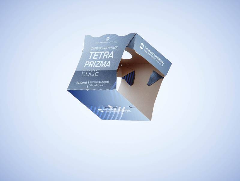 Carton multi-pack packaging for 4x200ml Tetra Prizma Edge premium 3D model 
