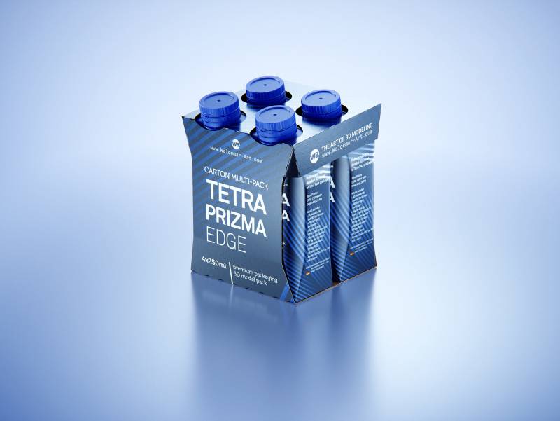 Carton multi-pack packaging for 4x250ml Tetra Prizma Edge premium 3D model 	