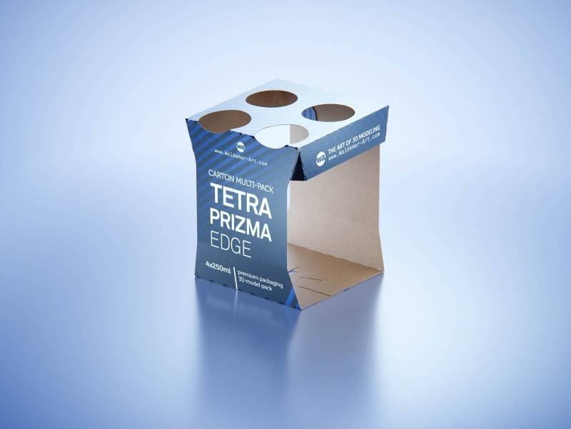 Carton multi-pack packaging for 4x250ml Tetra Prizma Edge premium 3D model 	
