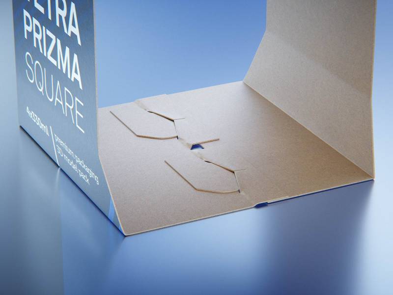 Carton multi-pack packaging for 4x330ml Tetra Prizma Square premium 3D model 