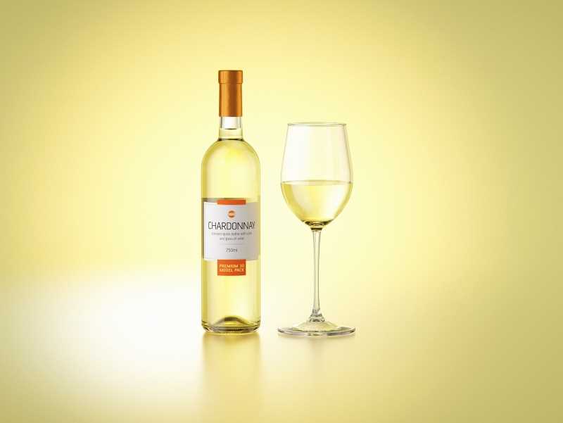3D model of a Chardonnay glass bottle 750ml with cork