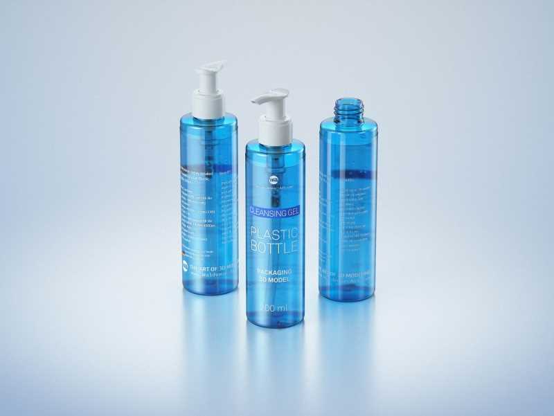 Cleansing Gel Plastic Bottle 200ml packaging 3D model
