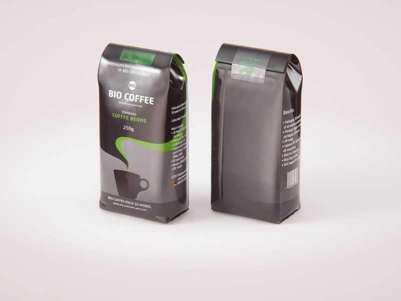 Plastic Coffee Bag with a Tab 250g packaging 3D model 
