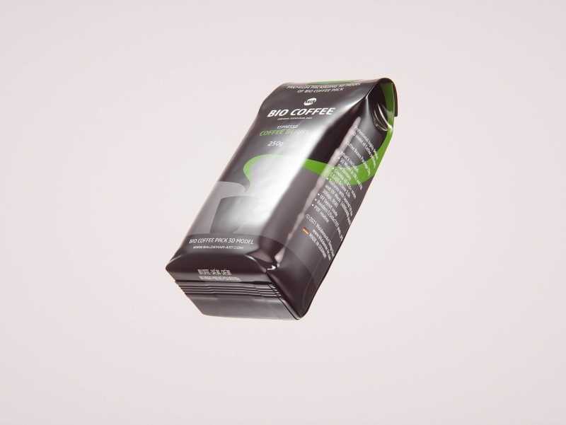 Plastic Coffee Bag with a Tab 250g packaging 3D model 