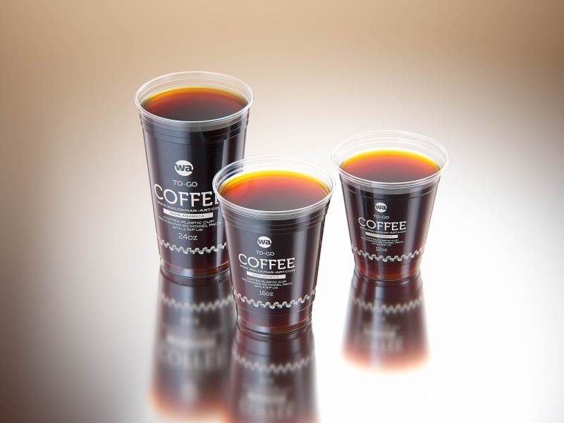 Cold Coffee To-Go - Plastic Cups with SIP lids 3D model pack (24oz, 16oz, 12oz)