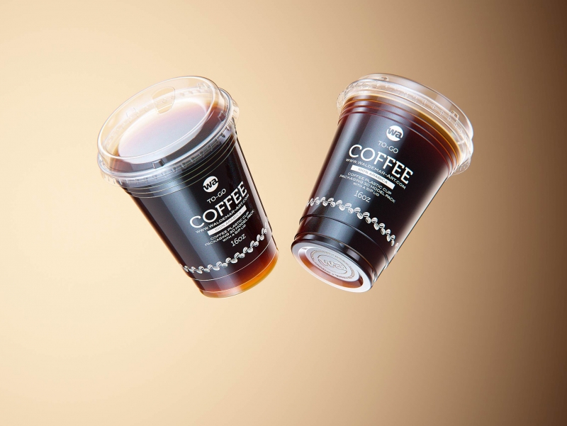 Cold Coffee To-Go - Plastic Cups with SIP lids 3D model pack (24oz, 16oz, 12oz)