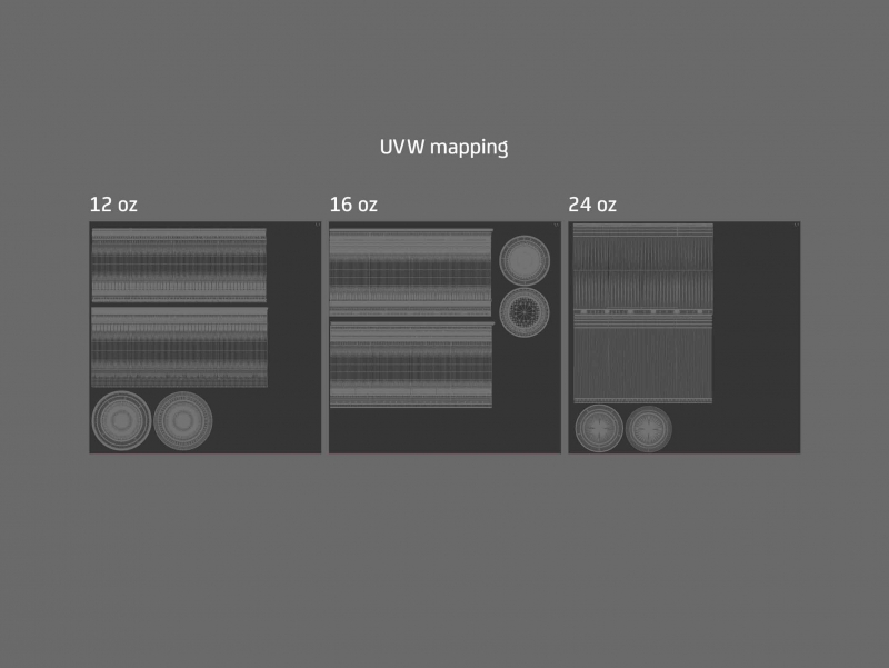 Cold Coffee To-Go - Plastic Cups with SIP lids 3D model pack (24oz, 16oz, 12oz)