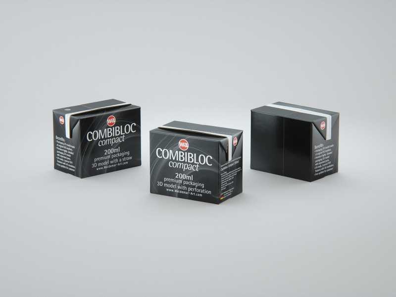 SIG combiBloc Compact 200ml with perforation, straw hole and no opening packaging 3D model