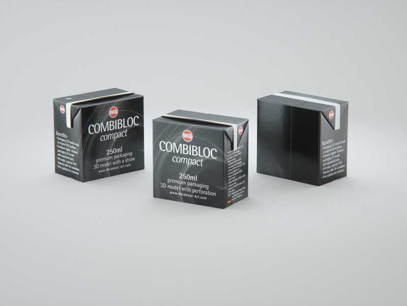SIG combiBloc Compact 250ml with perforation, straw hole and no opening packaging 3D model