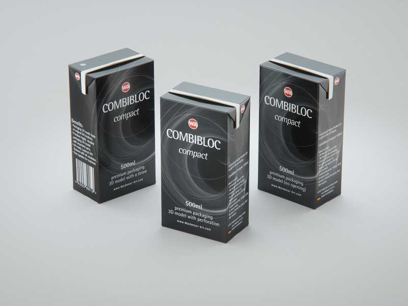 SIG combiBloc Compact 500ml with perforation, straw hole and no opening packaging 3D model