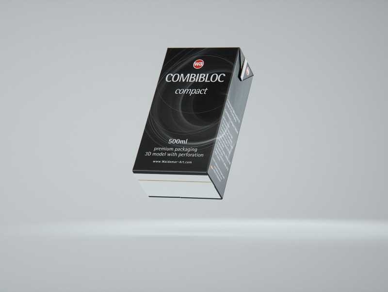 SIG combiBloc Compact 500ml with perforation, straw hole and no opening packaging 3D model