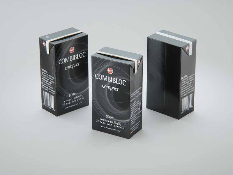 SIG combiBloc Compact 500ml with perforation, straw hole and no opening packaging 3D model
