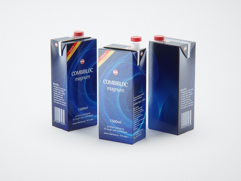 SIG CombiBloc Magnum 1500ml carton packaging 3d model with CombiSwift