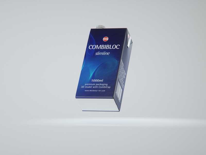 SIG Combibloc Slimline 1000ml with  tethered cap CombiCap Packaging 3D model
