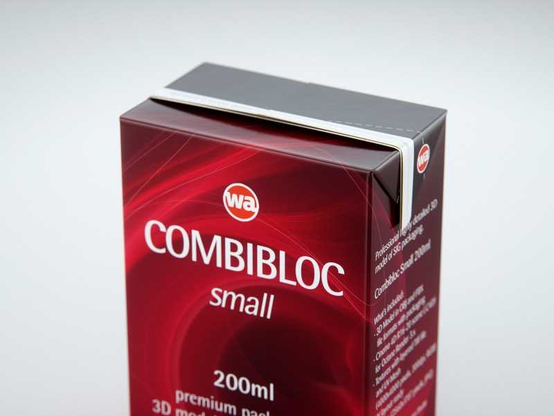 SIG CombiBloc Small 200ml with perforation and a straw hole packaging 3D model pak